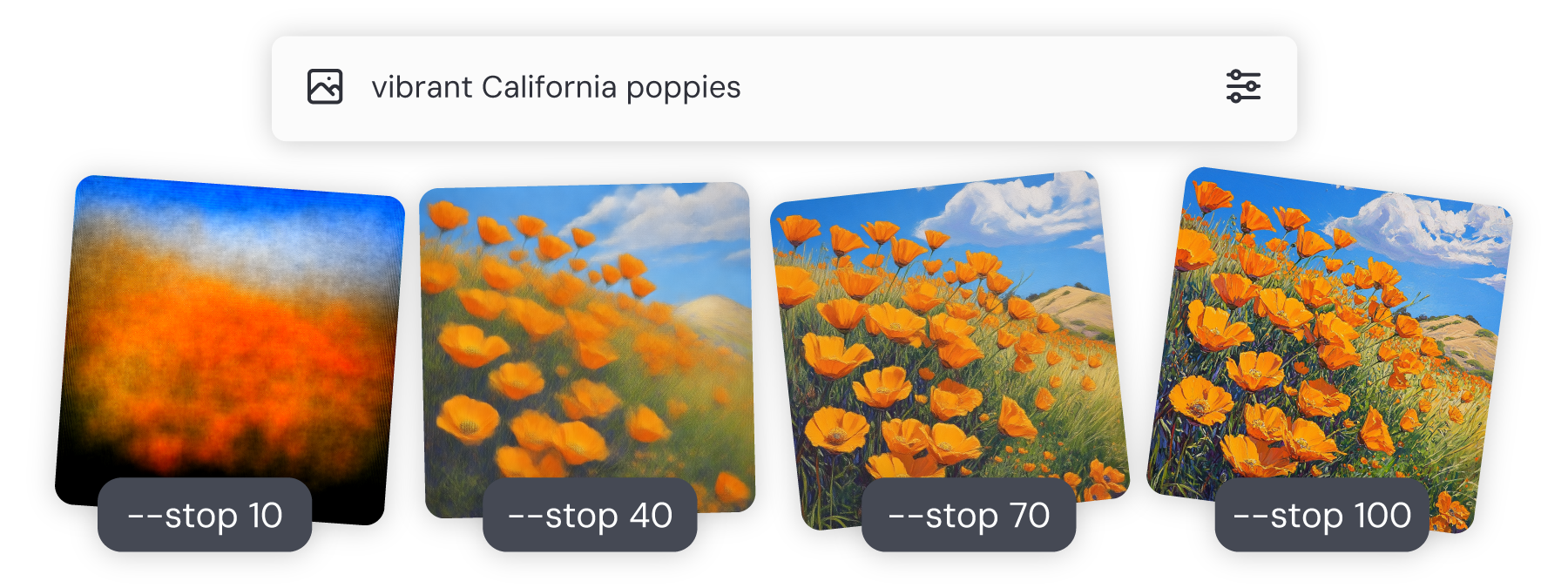 停止参数在不同值下的示例